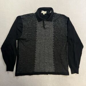 Wilke-Rodriguez Sweater Men's Size XL Wool Blend Herringbone Collared Golf Black